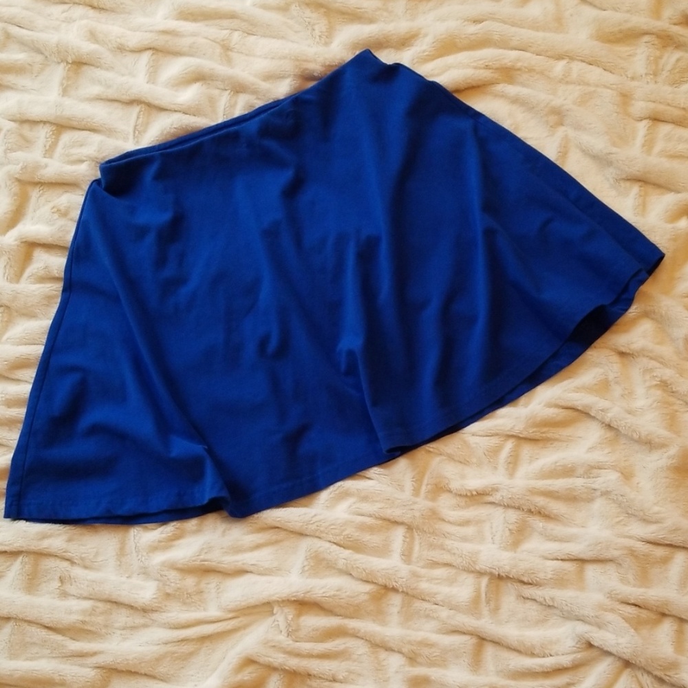 Express Mini Skirt Elastic Waist Flare  Blue Women's Large L